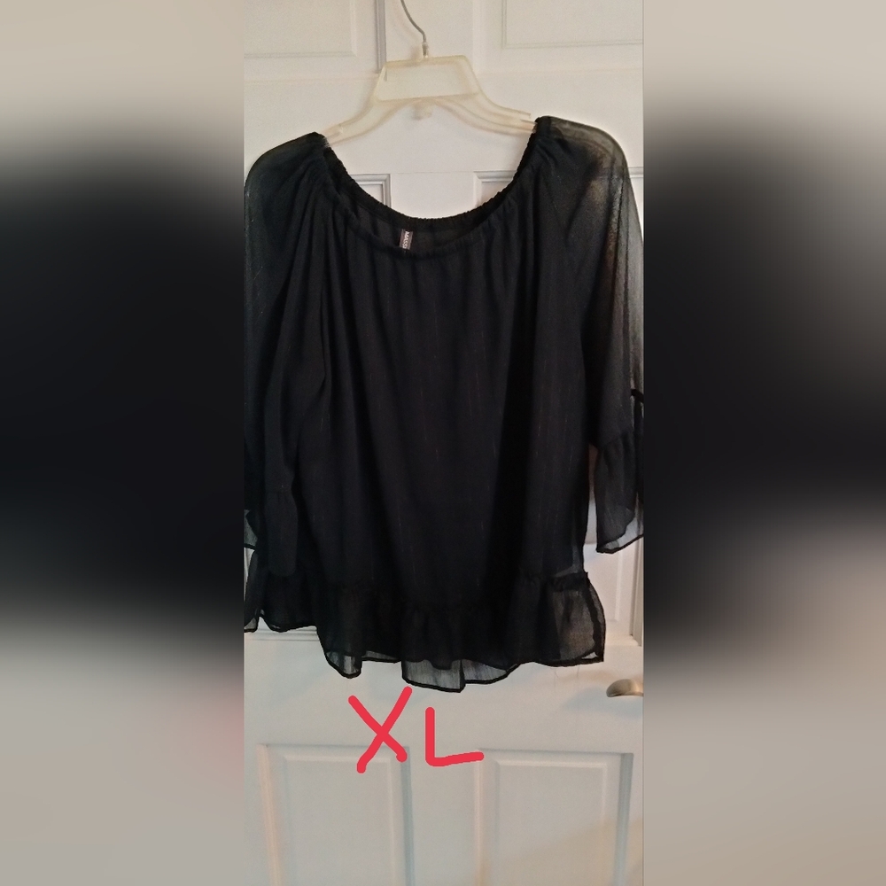Massini Elegant Black Sheer Blouse